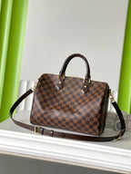 LOUIS VUITTON SPEEDY BANDOLIÈRE 30 IN DARK BROWN DAMIER EBENE CANVAS GOLD LOCK