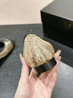 CHANEL BALLET FLATS IN GOLDEN GLITTERED TULLE AND BLACK SATIN