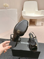 CHANEL HIGH HEELS SANDAL IN BLACK LAMBSKIN