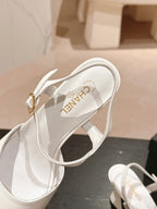 CHANEL HIGH HEELS SANDAL IN WHITE LAMBSKIN
