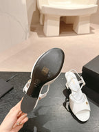 CHANEL HIGH HEELS SANDAL IN WHITE LAMBSKIN