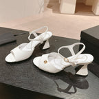 CHANEL HIGH HEELS SANDAL IN WHITE LAMBSKIN