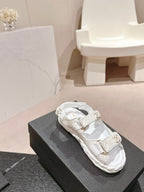 CHANEL DAD SANDALS IN WHITE CALFSKIN