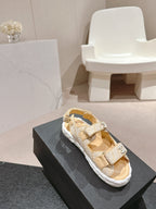 CHANEL DAD SANDALS IN LIGHT YELLOW CALFSKIN