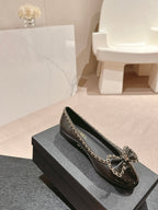 CHANEL BOWKNOT BALLET FLAT IN BLACK SHEEPSKIN