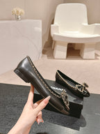 CHANEL BOWKNOT BALLET FLAT IN BLACK SHEEPSKIN
