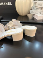 CHANEL MID HEEL 45 MM MULE IN WHITE CALFSKIN