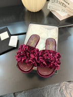 CHANEL FLAT MULE 15 MM IN PLUM PURPLE VELVET