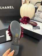 CHANEL FLAT MULE 15 MM IN PLUM PURPLE VELVET