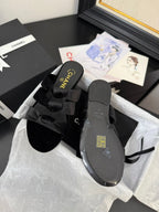 CHANEL 25C Three Strap Mule Black Velvet fabric 233559