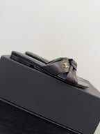 CHANEL LACE MULE 2 CM IN BLACK LAMBSKIN