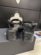 CHANEL THICK-SOLED SANDALS 55 MM IN BLACK CALFSKIN