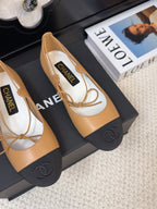 CHANEL FLAT MARY JANE PUMPS IN DIJON YELLOW LAMBSKIN MIX BLACK FABRIC