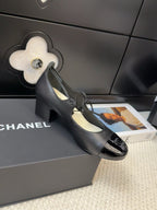 CHANEL MARY JANE PUMPS 55 MM IN BLACK LAMBSKIN