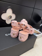 CHANEL 25C Sandal 45mm Open Heel Pink Lambskin 233489
