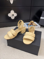 CHANEL 25C Sandal 45mm Open Heel Beige Lambskin 233490
