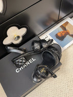 CHANEL 25C Sandal 45mm Open Heel Black Lambskin 233491