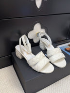 CHANEL 25C Sandal 45mm Open Heel White Lambskin 233492