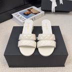 CHANEL 25C Mule Sandal 45mm Open Heel White Lambskin 233495