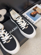 CHANEL TRAINERS SHOES IN BLACK FABRIC