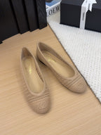 CHANEL 25 Ballet Flat Beige Raffia