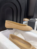 CHANEL BALLERINAS IN PEANUT BROWN RAFFIA