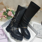 DIOR CD ZIPPER BUCKLE BOOTS IN BLACK CALFSKIN