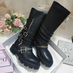 DIOR CD ZIPPER BUCKLE BOOTS IN BLACK CALFSKIN