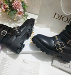 DIOR CD ZIPPER BUCKLE BOOTS IN BLACK CALFSKIN
