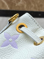 LOUIS VUITTON NANO NOÉ 16 IN WHITE PURPLE MONOGRAM EMBOSSED CALFSKIN