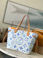 LOUIS VUITTON NEVERFULL MM 31 IN LAGOON BLUE MONOGRAM TILES CANVAS