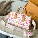 LOUIS VUITTON ONTHEGO EAST WEST 25 IN CORAL MONOGRAM TILES CANVAS