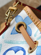 LOUIS VUITTON NANO NOÉ 16 IN LAGOON BLUE MONOGRAM TILES CANVAS