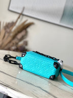 LOUIS VUITTON MINI SOFT TRUNK 18 IN TURQUOISE BLUE TAURILLON