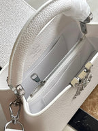 LOUIS VUITTON CAPUCINES EAST-WEST MINI 22 IN WHITE CALFSKIN SILVER HARDWARE