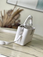 LOUIS VUITTON CAPUCINES EAST-WEST MINI 22 IN WHITE CALFSKIN SILVER HARDWARE