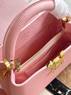 LOUIS VUITTON CAPUCINES EAST-WEST MINI 22 IN BLUSH PINK CALFSKIN GOLD HARDWARE