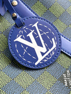LOUIS VUITTON KEEPALL BANDOULIÈRE 45 IN BLUE GREEN DAMIER HERITAGE COATED CANVAS
