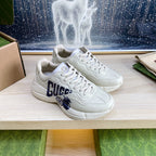 GUCCI COUPLE TRAINER WHITE CALFSKIN WITH LEMON ICON