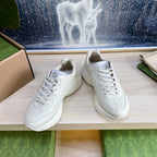 GUCCI COUPLE TRAINER WHITE CALFSKIN WITH LEMON ICON