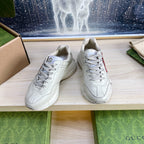 GUCCI COUPLE TRAINER WHITE CALFSKIN WITH LIP ICON