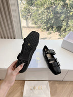 DIOR PUNK BALLET FLAT IN BLACK SUPPLE CALFSKIN