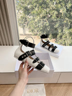 DIOR PUNK BALLET FLAT IN WHITE MIX BLACK CALFSKIN