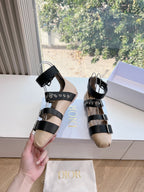 DIOR PUNK BALLET FLAT IN BLACK MIX CAMEL BEIGE CALFSKIN