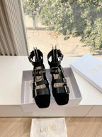 DIOR PUNK BALLET FLAT IN BLACK SUEDE AND CALFSKIN