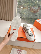 HERMES GET SNEAKER IN BLACK MIX PALE GRAY MAXI CANVAS AND CALFSKIN