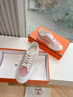 HERMES GET SNEAKER IN ROSE PINK MAXI CANVAS AND WHITE CALFSKIN