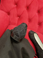 CHANEL ballet flat black denim grosgrain