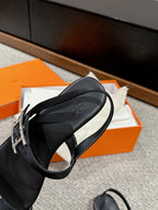 HERMES BUCKLE SANDAL BLACK CALFSKIN