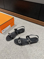 HERMES BUCKLE SANDAL BLACK CALFSKIN